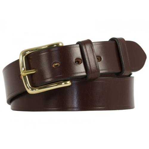 Silver square solid brass buckle (short) - light brown leather